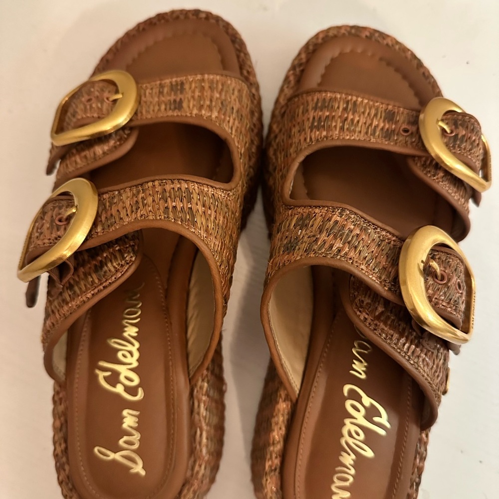 Women's Sam Edelman Nerissa Platform Sandals US 9.5 Cuoio Brown NEW